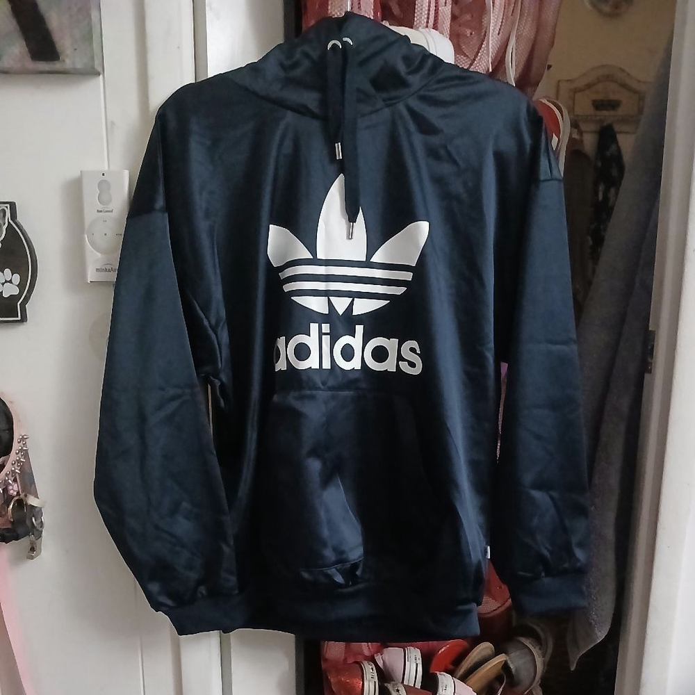 Women's Adidas Black & White Trefoil Hoodie Standard M